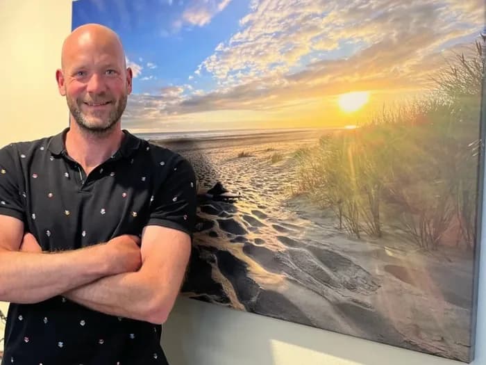 Tette, oprichter van Duingeluk, bij Camping Stortemelk op Vlieland